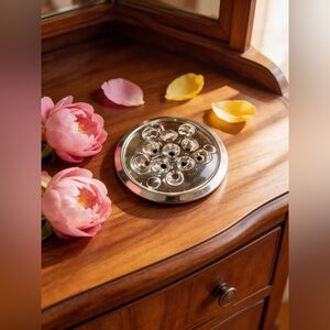 Small 11 Hole Clear Pressed Glass Flower Frog-Vintage-Floral Display-Collectible